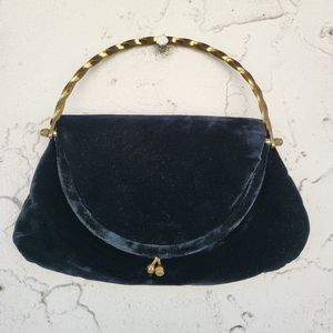Vintage Black Velvet Handbag